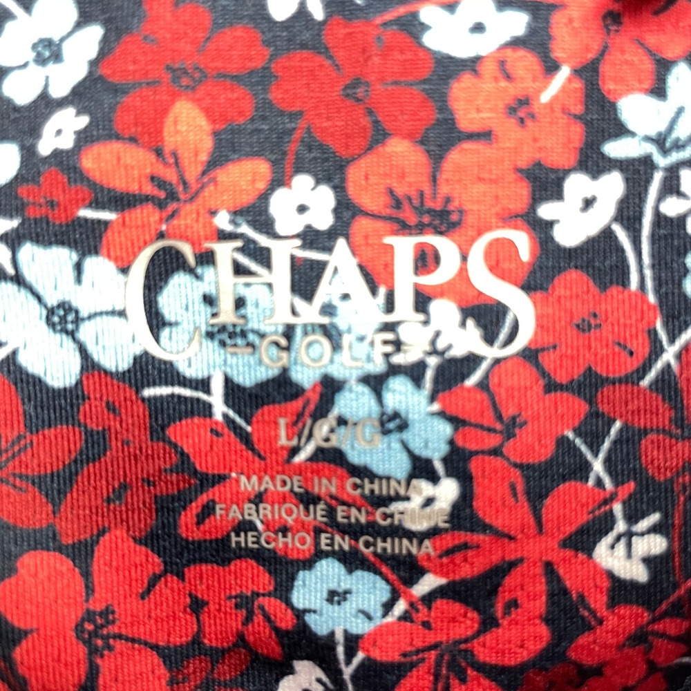 Chaps Golf Mens Large Red Blue Floral Performance Polo Shirt CHM34KT055 - Picture 3 of 10